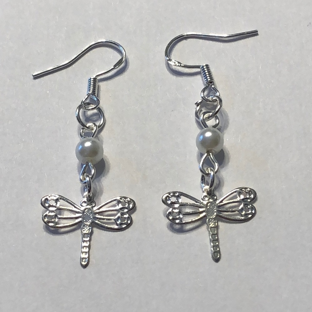 Silver Dragonfly Earrings